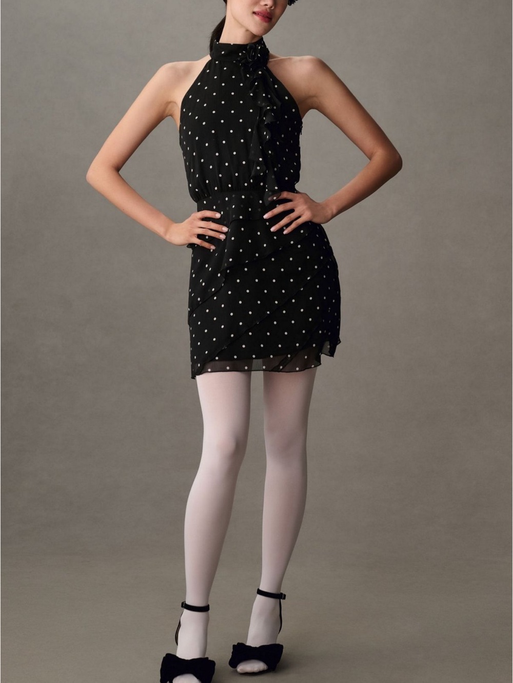 Maeve Halter Rosette Mini Dress
